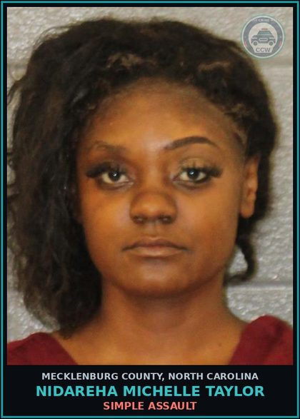CCW arrest card for NIDAREHA MICHELLE TAYLOR in Mecklenburg County: MISD CRIME OF DOM VIOLENCE