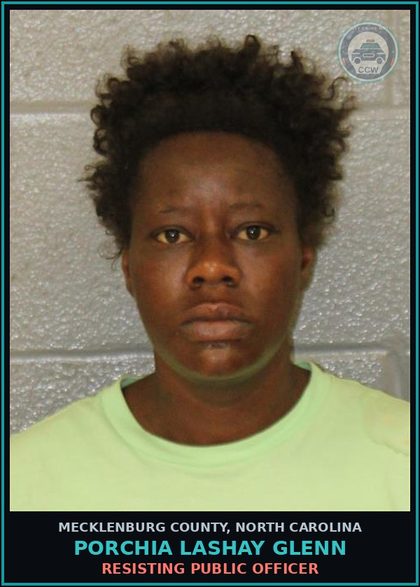CCW arrest card for PORCHIA LASHAY GLENN in Mecklenburg County: RESISTING PUBLIC OFFICER