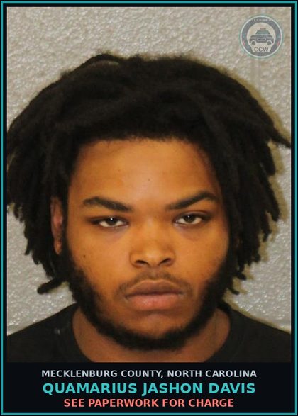 CCW arrest card for QUAMARIUS JASHON DAVIS in Mecklenburg County: SEE PAPERWORK FOR CHARGE