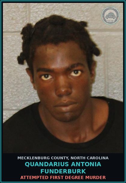 CCW arrest card for QUANDARIUS ANTONIA FUNDERBURK in Mecklenburg County: ASSAULT - FREE TEXT