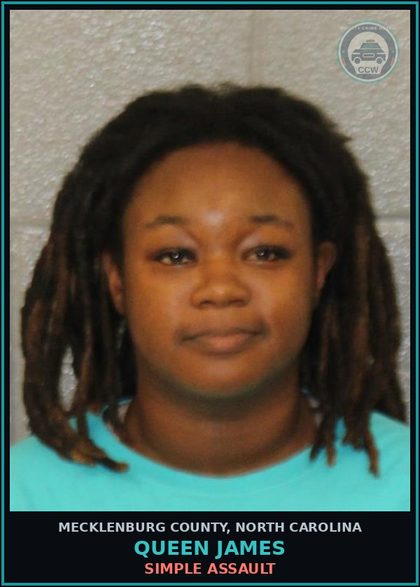 CCW arrest card for QUEEN JAMES in Mecklenburg County: SIMPLE ASSAULT