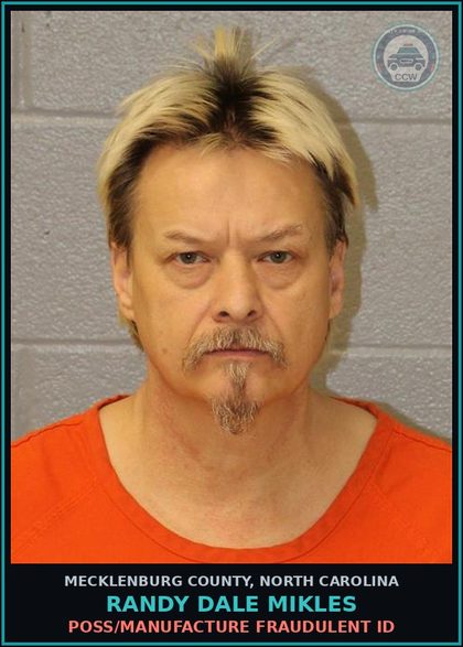 CCW arrest card for RANDY DALE MIKLES in Mecklenburg County: IDENTITY THEFT