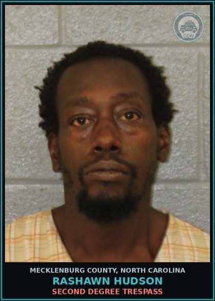 CCW arrest card for RASHAWN HUDSON in Mecklenburg County: SECOND DEGREE TRESPASS
