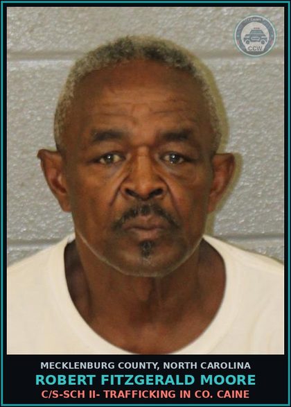 CCW arrest card for ROBERT FITZGERALD MOORE in Mecklenburg County: C/S-SCH II- P/W/I/M/S/D COCAINE