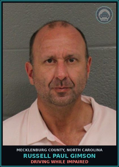 CCW arrest card for RUSSELL PAUL GIMSON in Mecklenburg County: DRIVING WHILE IMPAIRED
