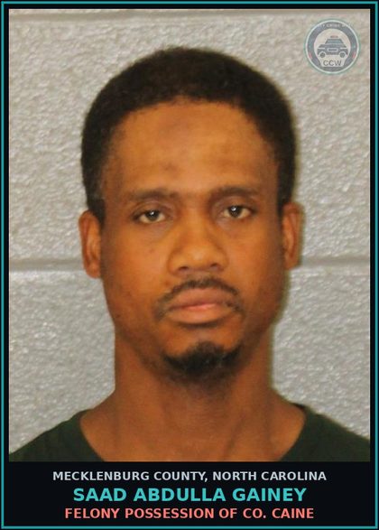 CCW arrest card for SAAD ABDULLA GAINEY in Mecklenburg County: FELONY POSSESSION OF COCAINE