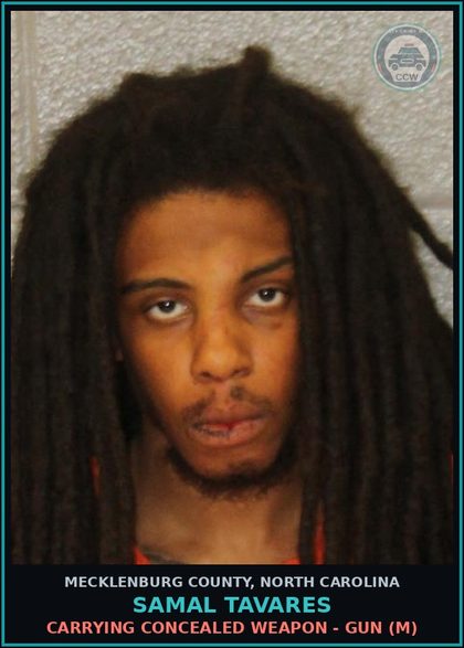 CCW arrest card for SAMAL TAVARES in Mecklenburg County: CARRYING CONCEALED WEAPON - GUN (M)