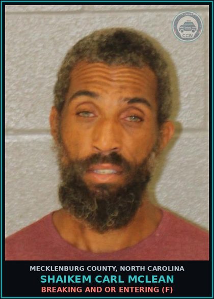 CCW arrest card for SHAIKEM CARL MCLEAN in Mecklenburg County: RESISTING PUBLIC OFFICER