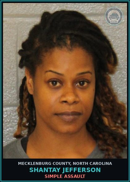 CCW arrest card for SHANTAY JEFFERSON in Mecklenburg County: SIMPLE ASSAULT