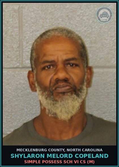 CCW arrest card for SHYLARON MELORD COPELAND in Mecklenburg County: SIMPLE POSSESS SCH VI CS (M)