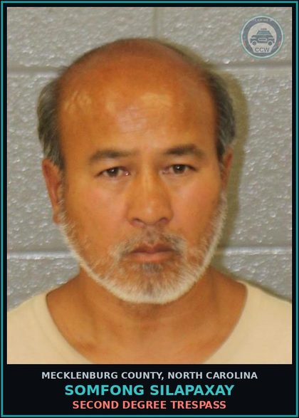 CCW arrest card for SOMFONG SILAPAXAY in Mecklenburg County: SECOND DEGREE TRESPASS