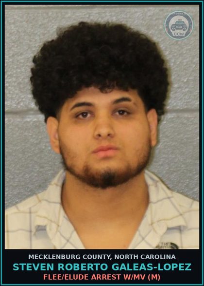 CCW arrest card for STEVEN ROBERTO GALEAS-LOPEZ in Mecklenburg County: NO OPERATORS LICENSE