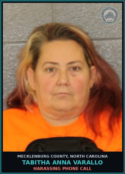 CCW arrest card for TABITHA ANNA VARALLO in Mecklenburg County: HARASSING PHONE CALL