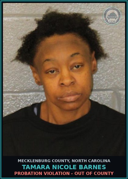CCW arrest card for TAMARA NICOLE BARNES in Mecklenburg County: PROBATION VIOLATION - OUT OF COUNTY