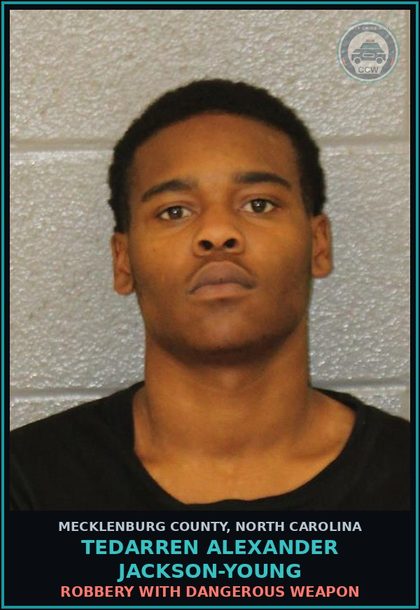 CCW arrest card for TEDARREN ALEXANDER JACKSON-YOUNG in Mecklenburg County: ROBBERY WITH DANGEROUS WEAPON