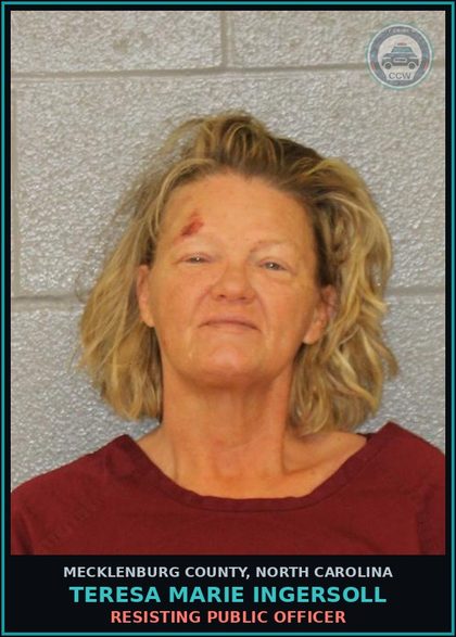 CCW arrest card for TERESA MARIE INGERSOLL in Mecklenburg County: RESISTING PUBLIC OFFICER
