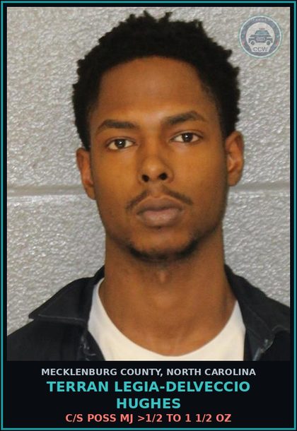 CCW arrest card for TERRAN LEGIA-DELVECCIO HUGHES in Mecklenburg County: PWISD Canna