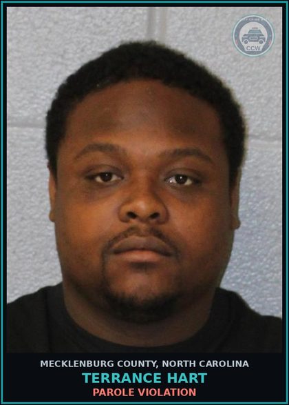 CCW arrest card for TERRANCE HART in Mecklenburg County: Parole Violation