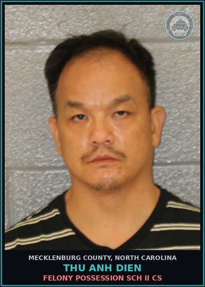 CCW arrest card for THU ANH DIEN in Mecklenburg County: FELONY POSSESSION SCH II CS