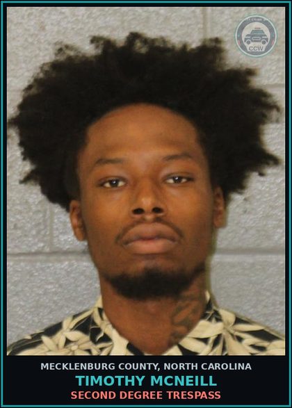 CCW arrest card for TIMOTHY MCNEILL in Mecklenburg County: SECOND DEGREE TRESPASS