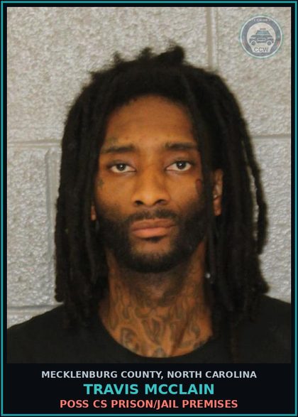 CCW arrest card for TRAVIS MCCLAIN in Mecklenburg County: CONSPIRE DELIVER METH
