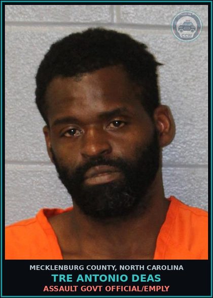 CCW arrest card for TRE ANTONIO DEAS in Mecklenburg County: ASSAULT GOVT OFFICIAL/EMPLY