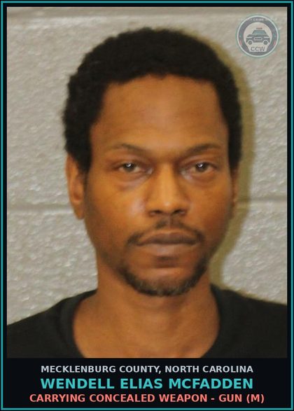 CCW arrest card for WENDELL ELIAS MCFADDEN in Mecklenburg County: DRIVING WHILE IMPAIRED