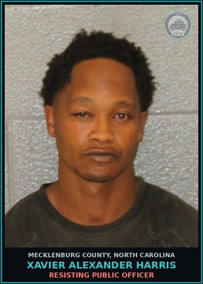 CCW arrest card for XAVIER ALEXANDER HARRIS in Mecklenburg County: RESISTING PUBLIC OFFICER