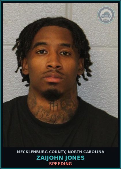 CCW arrest card for ZAIJOHN JONES in Mecklenburg County: SPEEDING