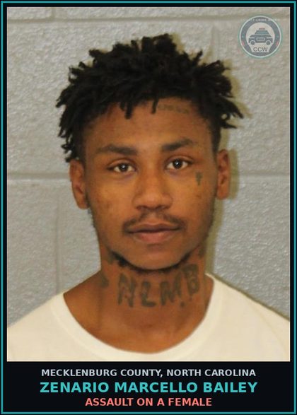 CCW arrest card for ZENARIO MARCELLO BAILEY in Mecklenburg County: HARASSING PHONE CALL
