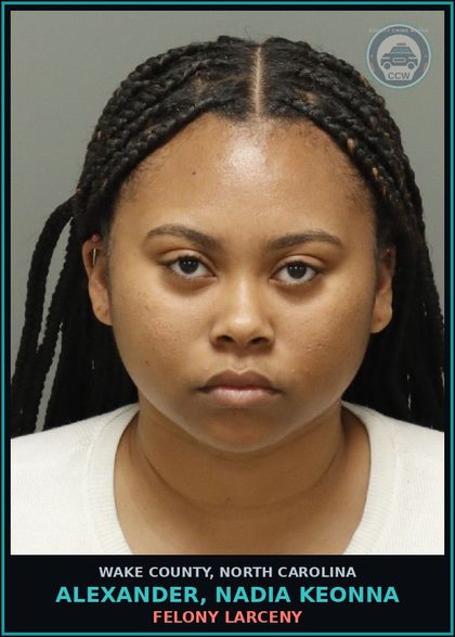 CCW arrest card for Alexander, Nadia Keonna in Wake County: FINANCIAL CARD FRAUD (M)