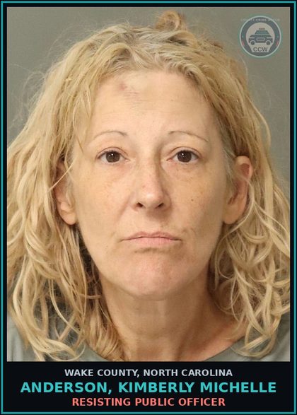 CCW arrest card for Anderson, Kimberly Michelle in Wake County: RESISTING PUBLIC OFFICER
