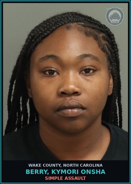 CCW arrest card for Berry, Kymori Onsha in Wake County: SIMPLE ASSAULT