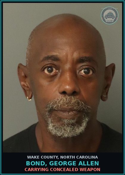 CCW arrest card for Bond, George Allen in Wake County: CARRYING CONCEALED WEAPON