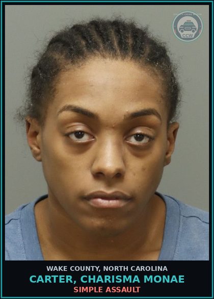 CCW arrest card for Carter, Charisma Monae in Wake County: SIMPLE ASSAULT