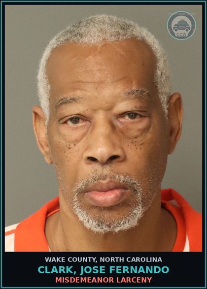 CCW arrest card for Clark, Jose Fernando in Wake County: MISDEMEANOR LARCENY