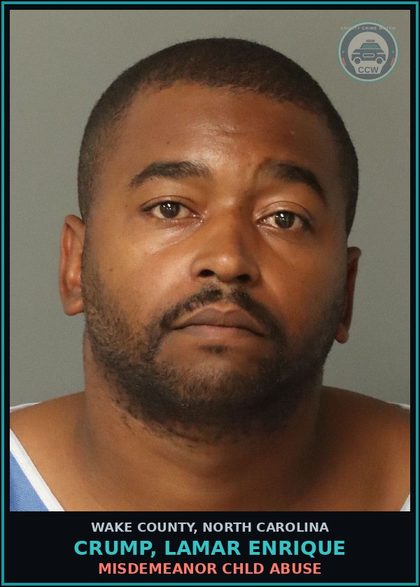 CCW arrest card for Crump, Lamar Enrique in Wake County: MISDEMEANOR chld ABUSE