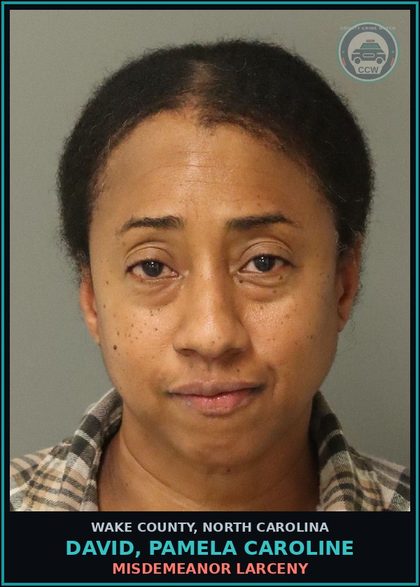 CCW arrest card for David, Pamela Caroline in Wake County: MISDEMEANOR LARCENY