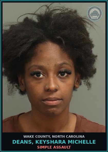 CCW arrest card for Deans, Keyshara Michelle in Wake County: SIMPLE ASSAULT