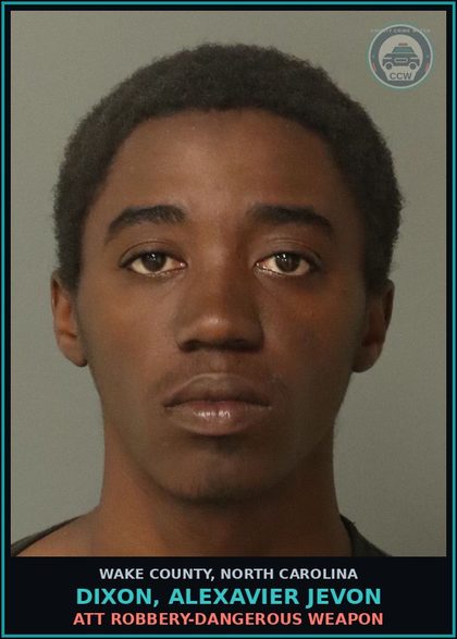 CCW arrest card for Dixon, Alexavier Jevon in Wake County: ASSAULT WITH A DEADLY WEAPON