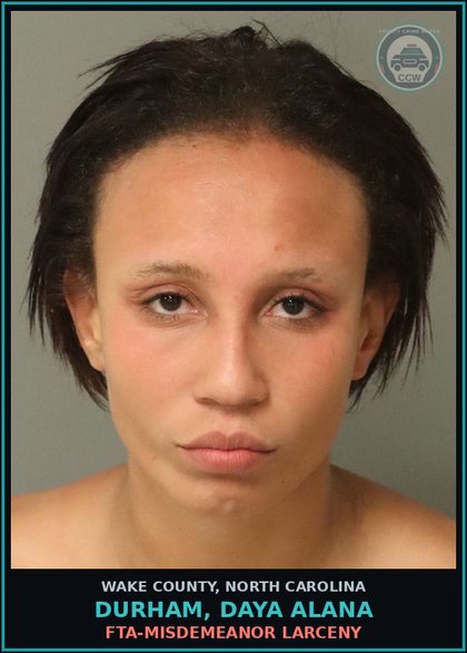 CCW arrest card for Durham, Daya Alana in Wake County: FTA-MISDEMEANOR LARCENY