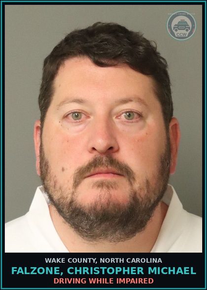 CCW arrest card for Falzone, Christopher Michael in Wake County: DRIVING WHILE IMPAIRED