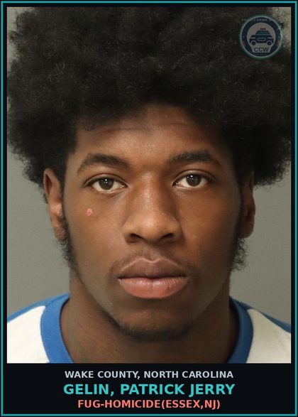 CCW arrest card for Gelin, Patrick Jerry in Wake County: FUG-HOMICIDE(ESSEX,NJ)