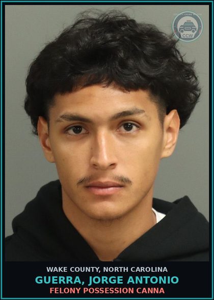 CCW arrest card for Guerra, Jorge Antonio in Wake County: POSS MARIJ >1/2 TO 1 1/2 OZ