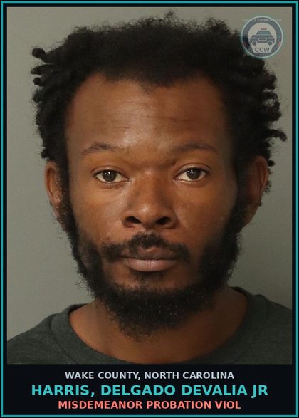 CCW arrest card for Harris, Delgado Devalia Jr in Wake County: MISDEMEANOR PROBATION VIOL