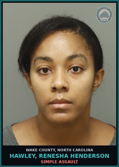 CCW arrest card for Hawley, Renesha Henderson in Wake County, North Carolina: MISD CRIME OF DOM VIOLENCE