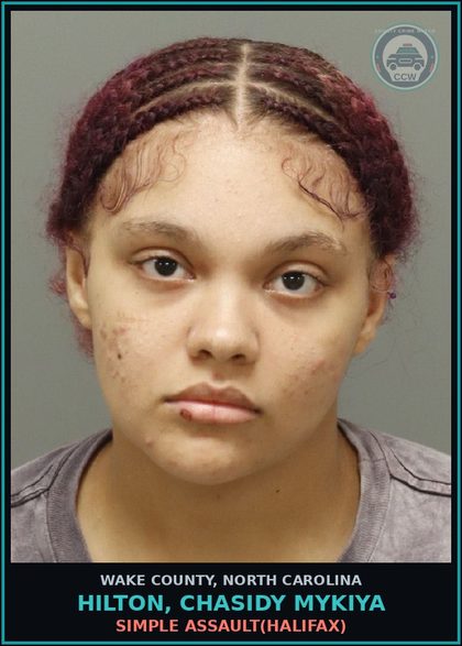 CCW arrest card for Hilton, Chasidy Mykiya in Wake County: SIMPLE ASSAULT(HALIFAX)