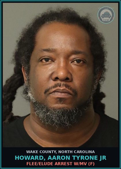 CCW arrest card for Howard, Aaron Tyrone Jr in Wake County: PWISD Canna