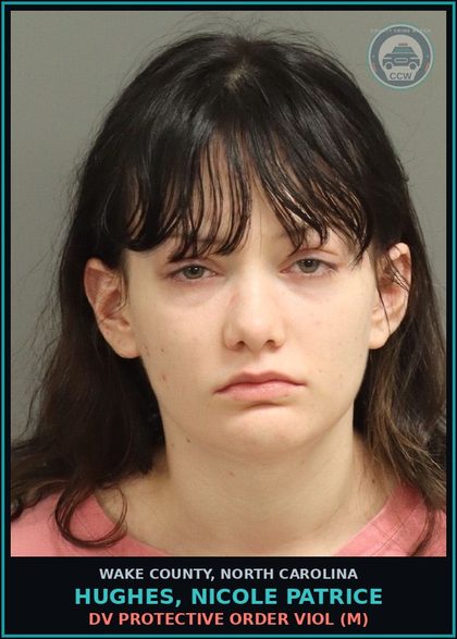 CCW arrest card for Hughes, Nicole Patrice in Wake County: DV PROTECTIVE ORDER VIOL (M)