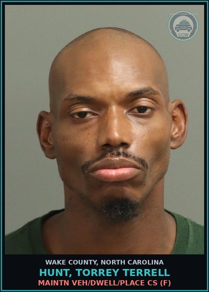 CCW arrest card for Hunt, Torrey Terrell in Wake County: POSSESS DRUG PARAPHERNALIA